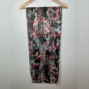 RED Black and Silver Butterfly Fashion Scarf